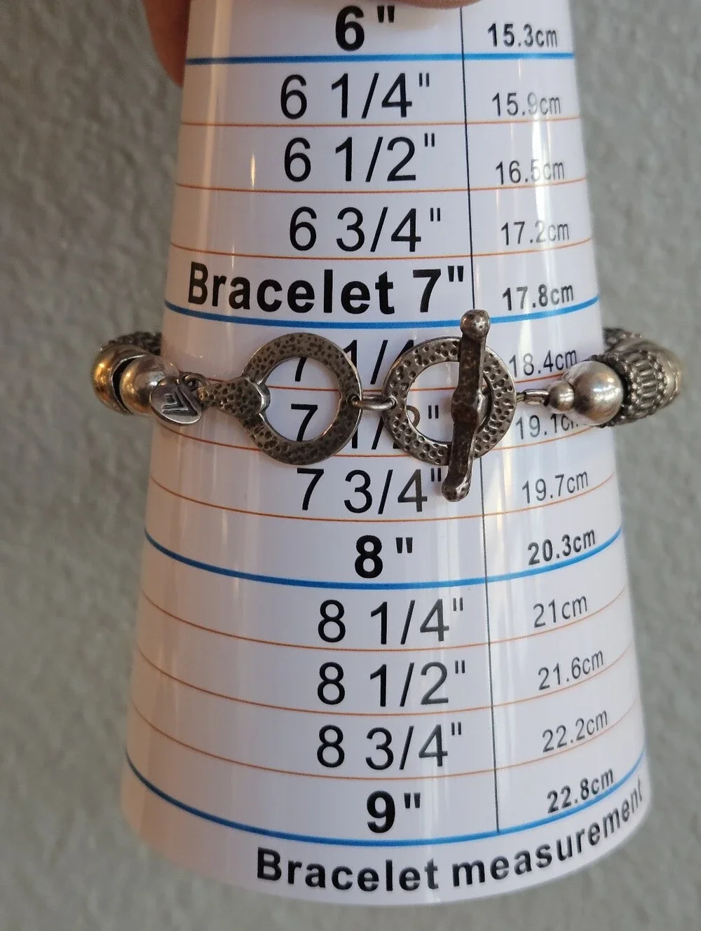 Vintage Silpada Sterling Silver & 14k Gold Beaded Toggle Bracelet 6.75